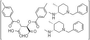 (2R,3R)-2,3-双[(4-甲基苯甲酰基)氧基]丁二酸和 (3R,4R)-N,4-二甲基-1-(苯基甲基)-3-哌啶胺的化合物