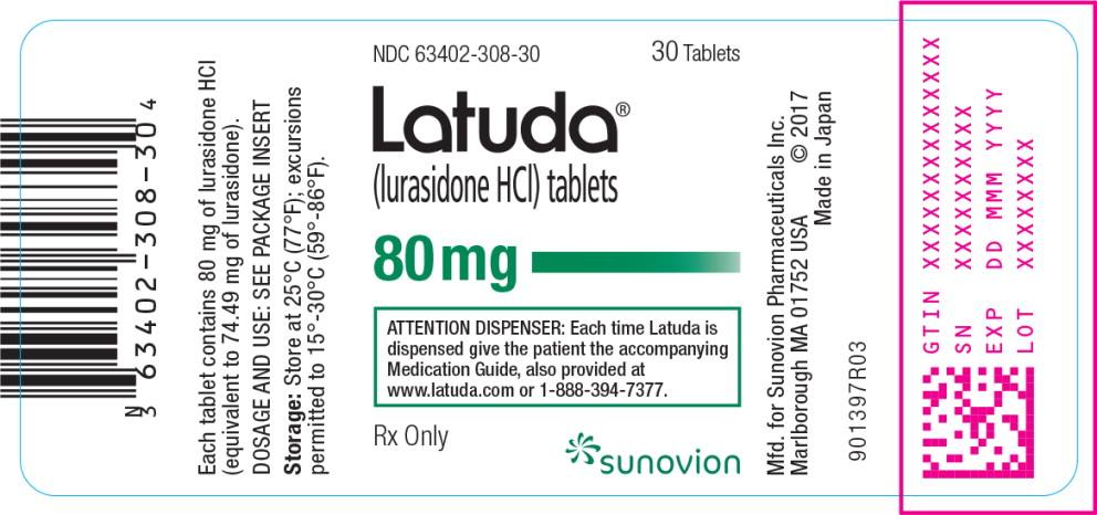 盐酸鲁拉西酮片 Lurasidone Hydrochloride Tablets/ Latuda 80mg（以 C28H36N4O2S·HCl 计）