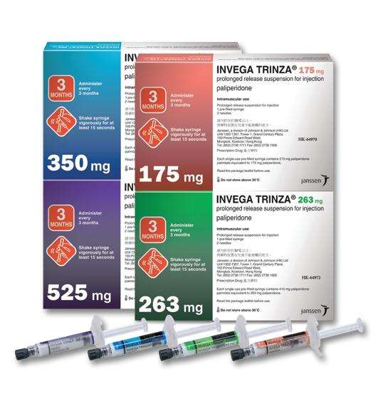 棕榈帕利哌酮酯注射液（3M） Invega Trinza 按帕利哌酮（C23H27FN4O3）计2.625mL:525mg