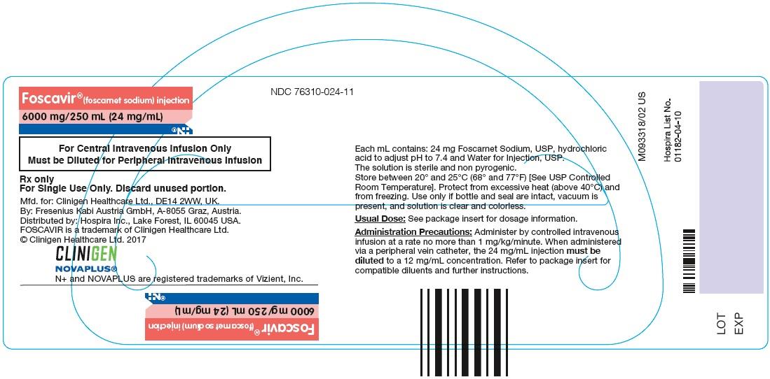 膦甲酸钠氯化钠注射液 Foscarnet SodiumInjection/Foscavir 2.4GM/100ML(6g/250ml)